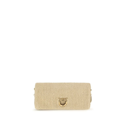 Medium Crossbody Shoulder Bag by PINKO for women in polyester polypropylene suede leather & raffia beige & signature features a effortless sophistication silhouette, secured by a magnetic with ample and versatile crossbody-strap, shoulder-strap, adjustable-strap & handle for a effortless sophistication finish.