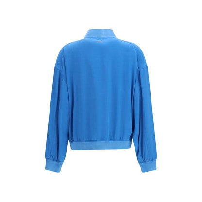 Bomber Jacket by Versace for women in silk blue features an on trend silhouette, showcasing refined lightweight & pockets and a sophisticated for a truly on trend finish.