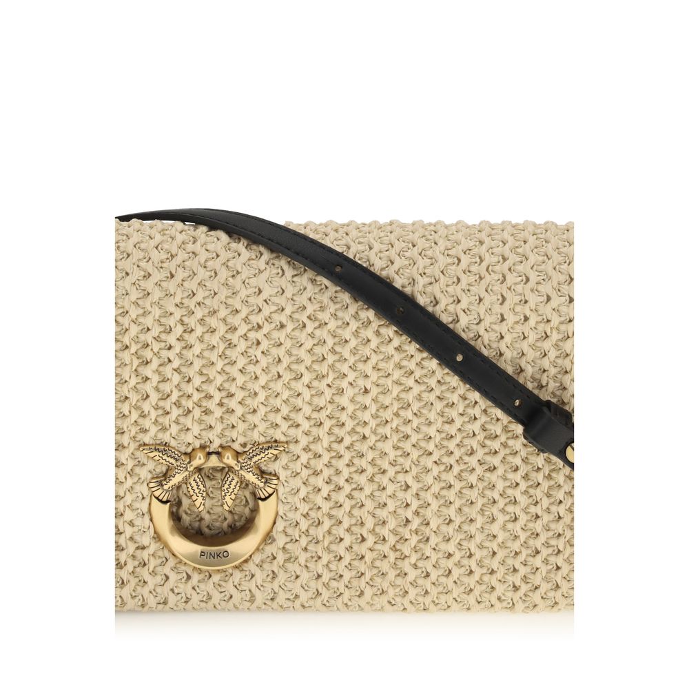 Medium Crossbody Shoulder Bag by PINKO for women in polyester polypropylene suede leather & raffia beige & signature features a effortless chic silhouette with a secure magnetic, ample , and versatile crossbody-strap, shoulder-strap, adjustable-strap & handle for a effortless chic finish.