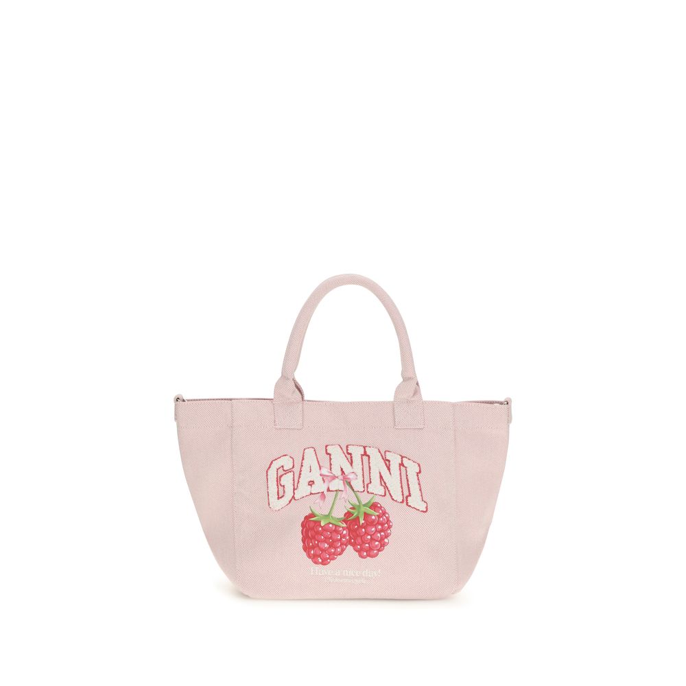 Shopper Shoulder Bag by Ganni for women in polyester beige, multicolor, raspberry & print showcases a enviable silhouette, artfully detailed with a secure , organized , and versatile shoulder-strap, handle & detachable-strap for a enviable look.