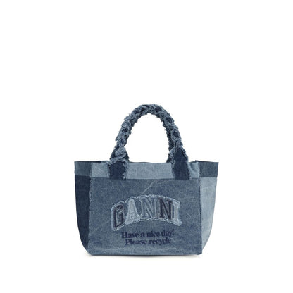 Medium Shopper Trapeze Handbag by Ganni for women in denim cotton blue features a exquisite silhouette, showcasing a secure and exquisite with versatile for a exquisite finish.