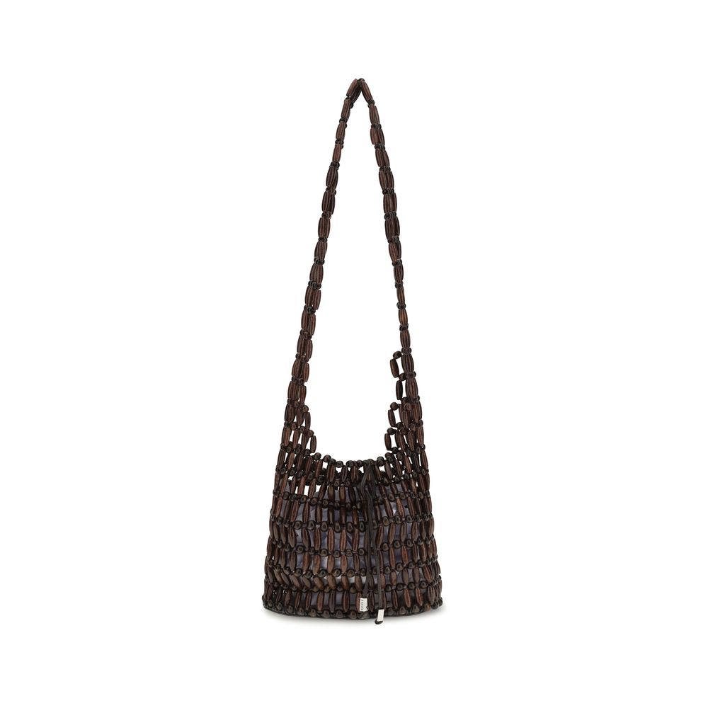 Medium Shoulder Tote Bag by Staud for women in leather brown & natural presents a versatile silhouette, showcasing a secure and versatile with versatile shoulder-strap for a sophisticated look.