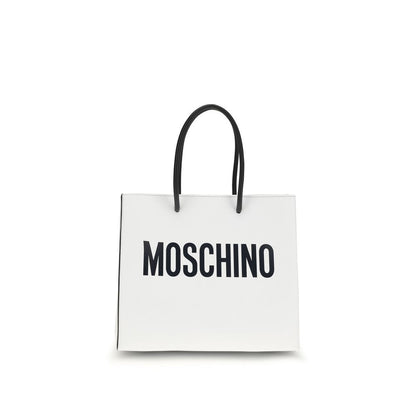 Tote Handbag by Moschino for women in bos taurus calf leather white features a exquisite silhouette, showcasing a secure zipper and exquisite cardholder with versatile handle for a exquisite finish.