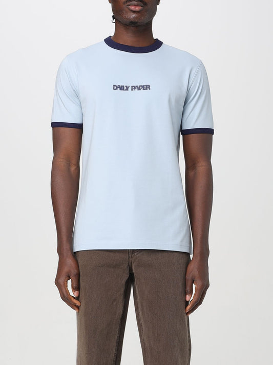 T-Shirt by Daily Paper for men in cotton blue showcases a chic silhouette, artfully detailed with a chic and short-sleeve for a chic finish.
