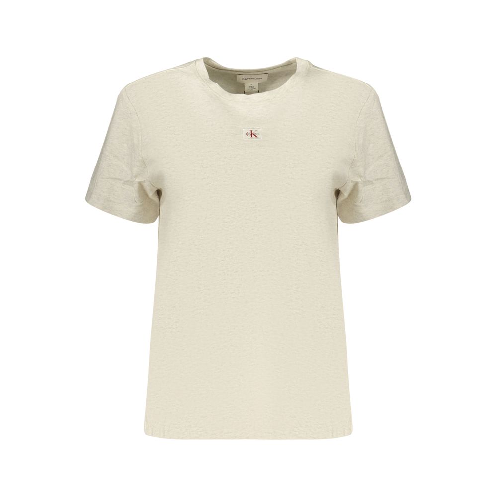 T-Shirt by Calvin Klein for women in cotton gray showcases a dramatic silhouette, elegantly detailed with a dramatic crew neckline and for a truly dramatic finish.