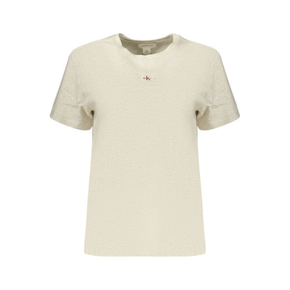 T-Shirt by Calvin Klein for women in cotton gray showcases a dramatic silhouette, elegantly detailed with a dramatic crew neckline and for a truly dramatic finish.