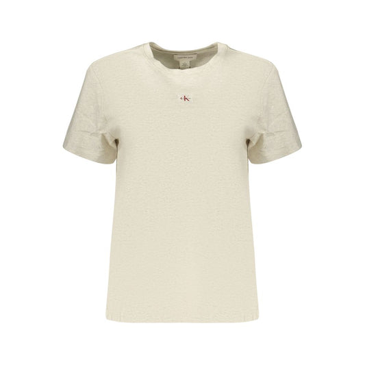T-Shirt by Calvin Klein for women in cotton gray showcases a dramatic silhouette, elegantly detailed with a dramatic crew neckline and for a truly dramatic finish.