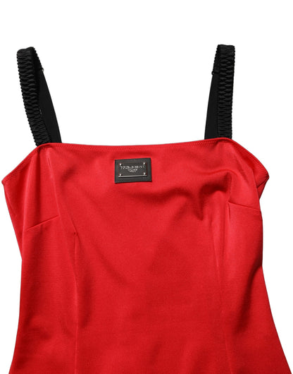 Dolce & Gabbana Red Nylon Blend Cady Sleeveless Mini Dress
