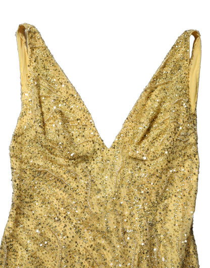 Dolce & Gabbana Gold V-neckline Mermaid Sequinned Gown Dress