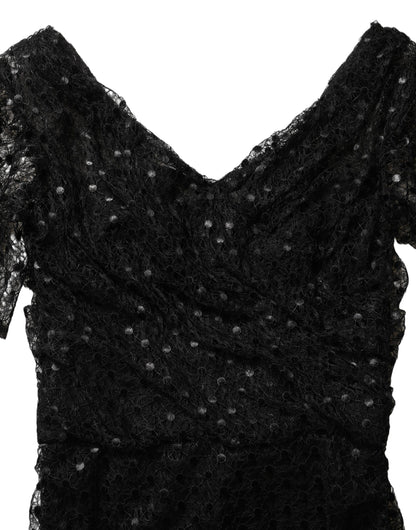 Dolce & Gabbana Black Sequinned Mermaid Evening Gown Dress