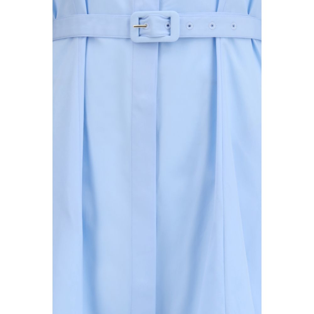 Dress by Gabriela Hearst for women in cotton blue features a dramatic silhouette, showcasing an elegant and that flows into a dramatic maxi long.