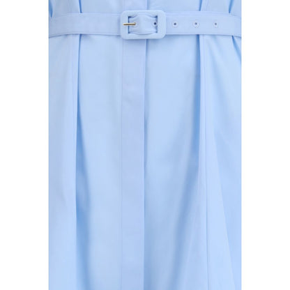 Dress by Gabriela Hearst for women in cotton blue features a dramatic silhouette, showcasing an elegant and that flows into a dramatic maxi long.