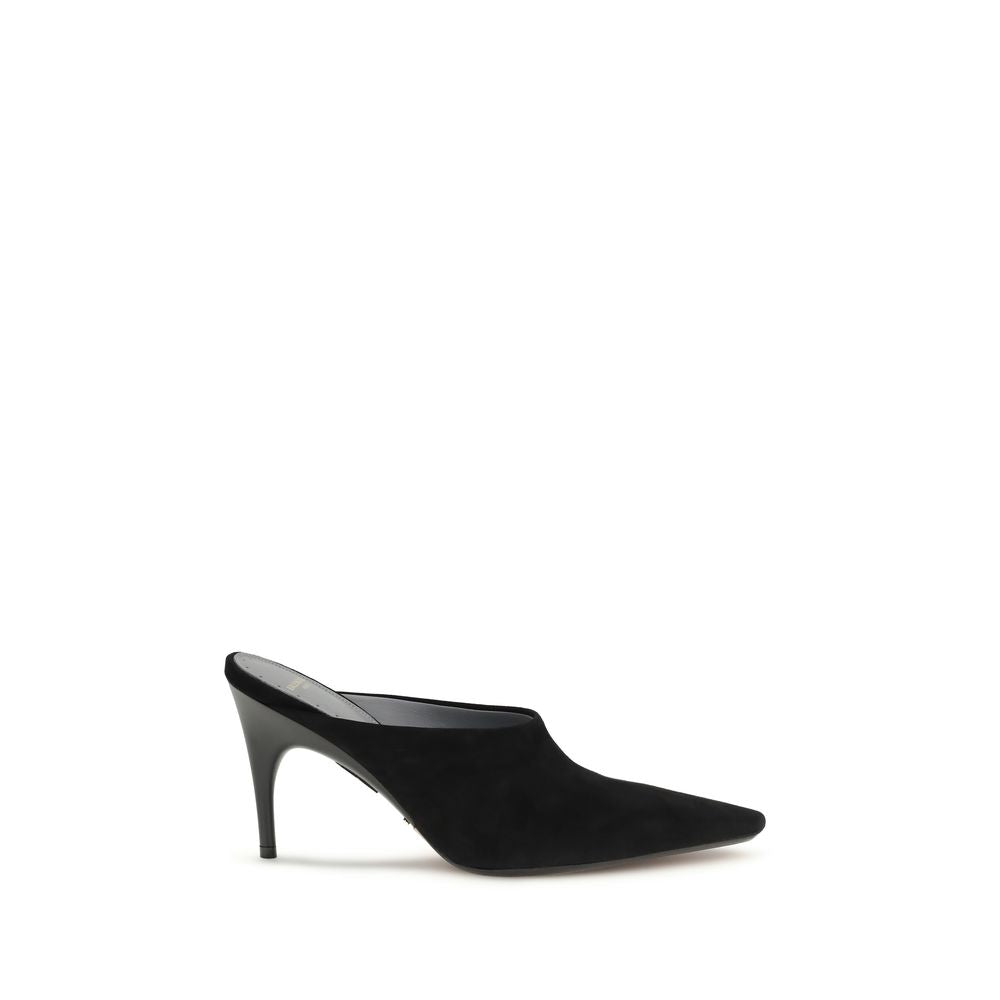 High-Heel Mules Pumps Heels by Balenciaga for women in bos taurus calf suede leather and black showcases a effortlessly elegant silhouette as Women's Bos Taurus Calf Suede Leather High-Heel Mules Pumps Heels, featuring a effortlessly elegant high-heel and a effortlessly elegant pointed toe style for an elegant look.