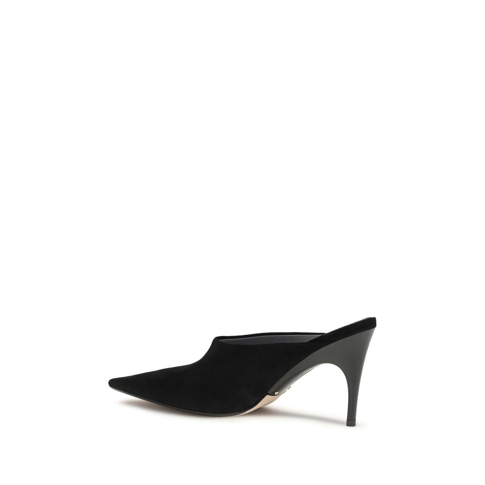High-Heel Mules Pumps Heels by Balenciaga for women in bos taurus calf suede leather black features a effortless chic silhouette, showcasing the Women's Bos Taurus Calf Suede Leather High-Heel Mules Pumps Heels design with a effortless chic high-heel and pointed toe style for a effortless chic finish.
