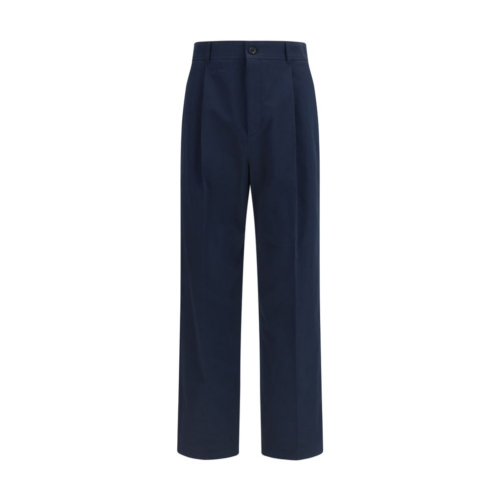 Casual Pants by Valentino Garavani for men in cotton blue presents a refined pantology silhouette, artfully defined by a refined pantology straight & regular-fit, long, and a sophisticated .
