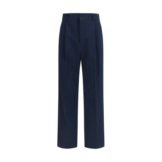 Casual Pants by Valentino Garavani for men in cotton blue presents a refined pantology silhouette, artfully defined by a refined pantology straight & regular-fit, long, and a sophisticated .