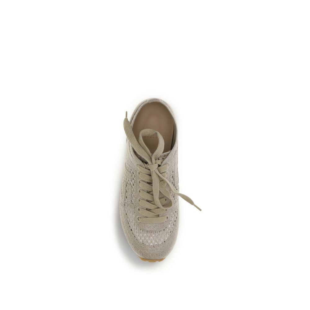 Athletic Sneakers by Balmain for women in polyester leather & cotton beige features an timeless silhouette from the Racer Women's Athletic Polyester Leather & Cotton Sneakers collection, showcasing a timeless athletic style for a timeless look.