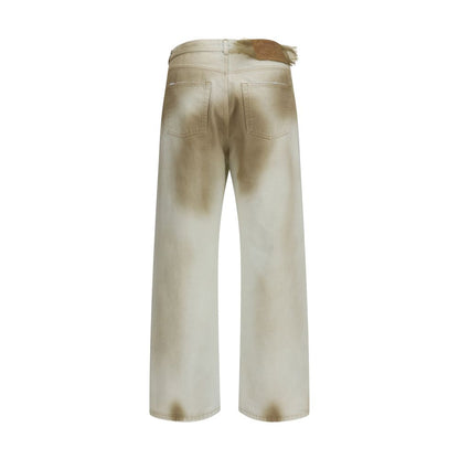 Jeans by Magliano for men in stretch denim cotton beige features an sophisticated and regular-fit with a precise long, creating a sophisticated and sophisticated silhouette.