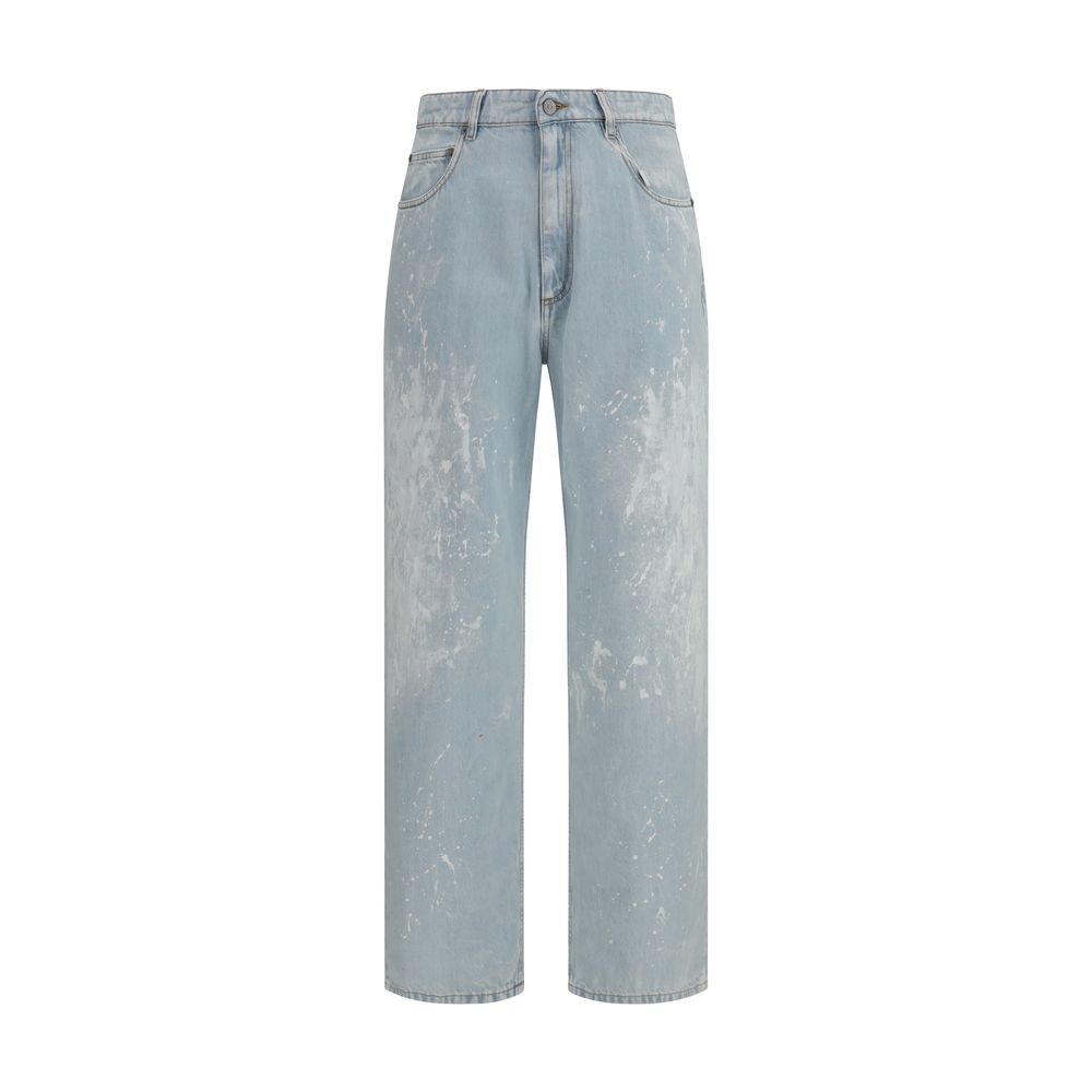 Jeans by MM6 for men in denim cotton blue features a refined silhouette with a refined straight-leg & regular-fit, defined by a and a refined long for a refined finish.