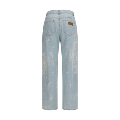 Jeans by MM6 for men in denim cotton blue presents a tailored silhouette, showcasing a tailored straight-leg & regular-fit and long cut with a refined for a truly tailored aesthetic.