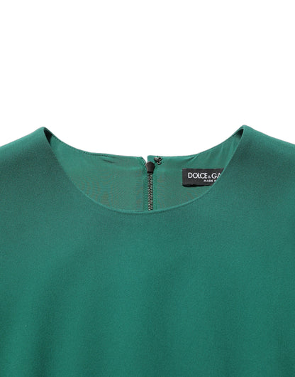 Dolce & Gabbana Green Viscose Long Sleeves A-line Mini Dress
