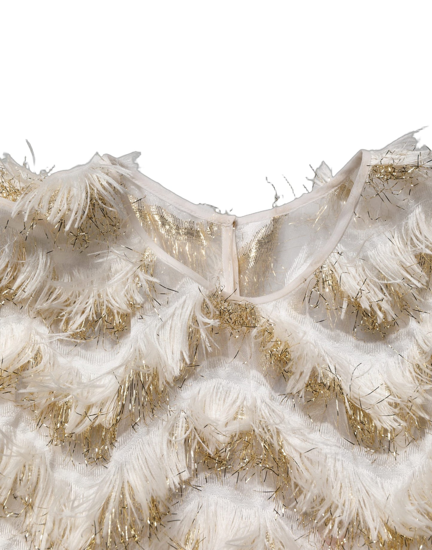 Peserico Ivory Fringe Layered Shift Midi Dress