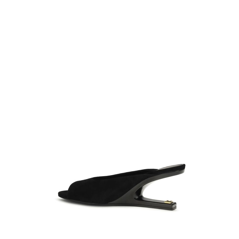 Balmain Women's Bos Taurus Calf Suede Leather Mules Flat Shoes - Black