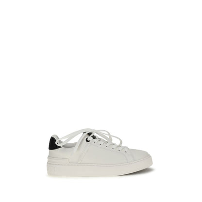 Balmain Women's Low Top Bos Taurus Suede Calfskin Leather Sneakers - Black