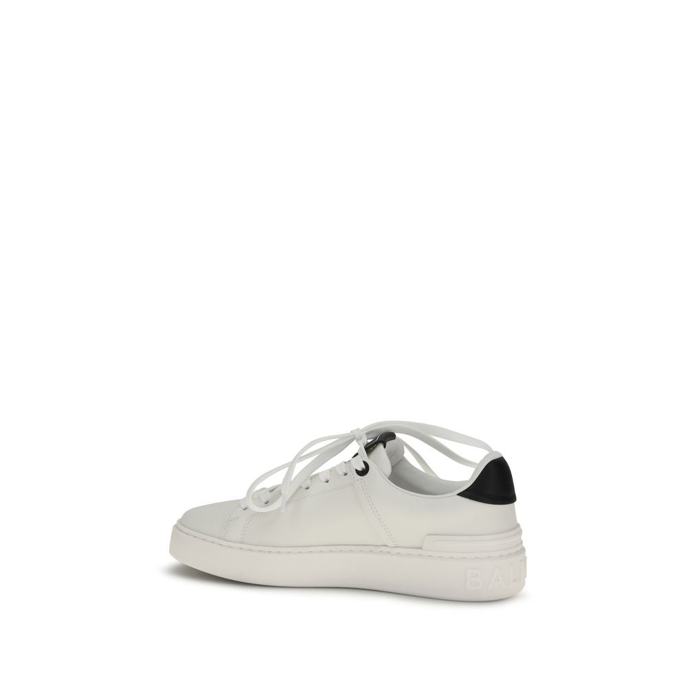 Balmain Women's Low Top Bos Taurus Suede Calfskin Leather Sneakers - Black