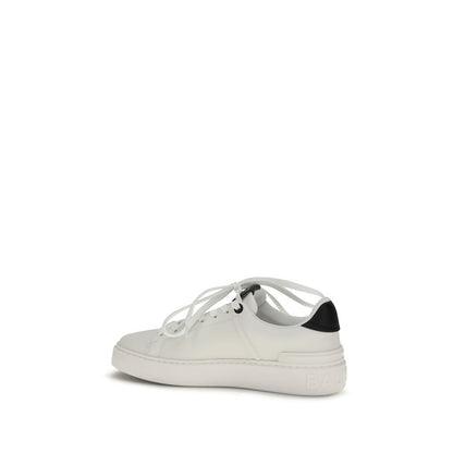 Balmain Women's Low Top Bos Taurus Suede Calfskin Leather Sneakers - Black