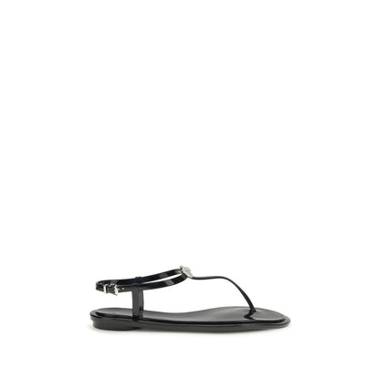Flat Ankle Strap Thong Sandals by MACH & MACH for women in crystal & rubber and black & signature presents a captivating silhouette, showcasing the signature style of the Women's Crystal & Rubber Flat Ankle Strap Thong Sandals with a captivating flat and captivating .