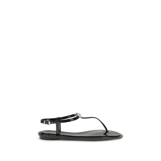 Flat Ankle Strap Thong Sandals by MACH & MACH for women in crystal & rubber and black & signature presents a captivating silhouette, showcasing the signature style of the Women's Crystal & Rubber Flat Ankle Strap Thong Sandals with a captivating flat and captivating .