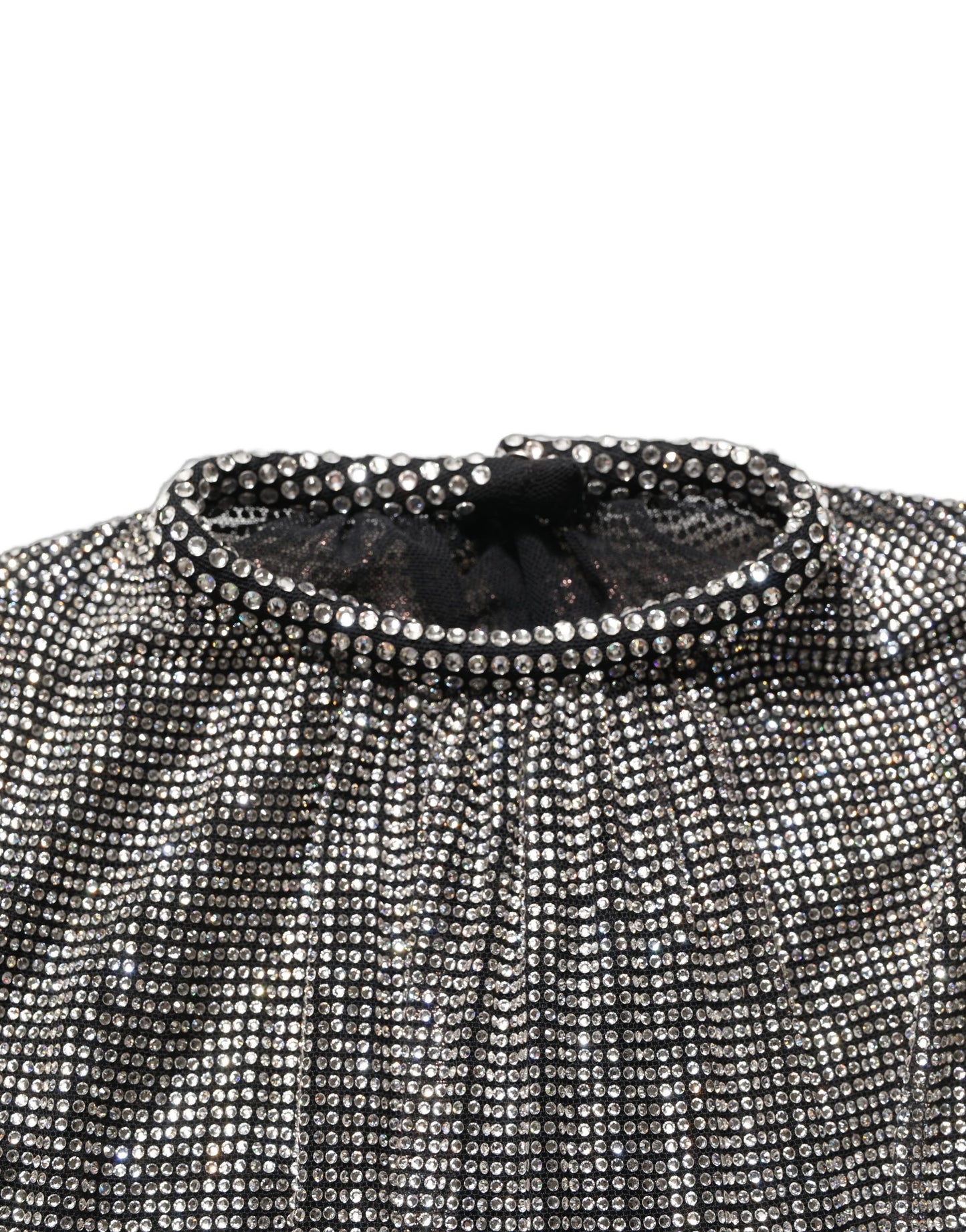 Dolce & Gabbana Silver Rhinestones Long Sleeves Bodysuit Mini Dress
