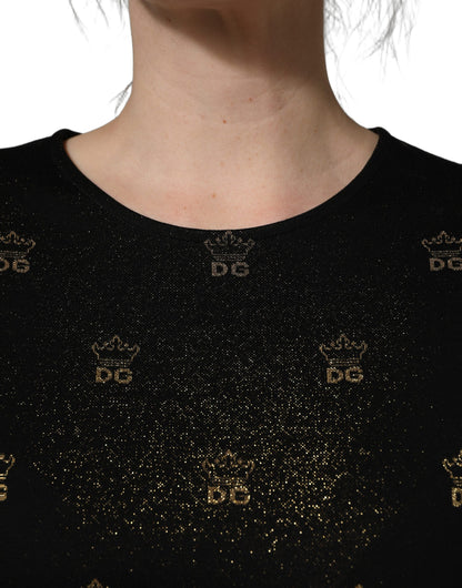 Dolce & Gabbana Black DG Crown Short-Sleeve Sheath Dress