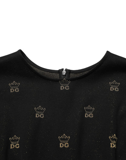 Dolce & Gabbana Black DG Crown Short-Sleeve Sheath Dress