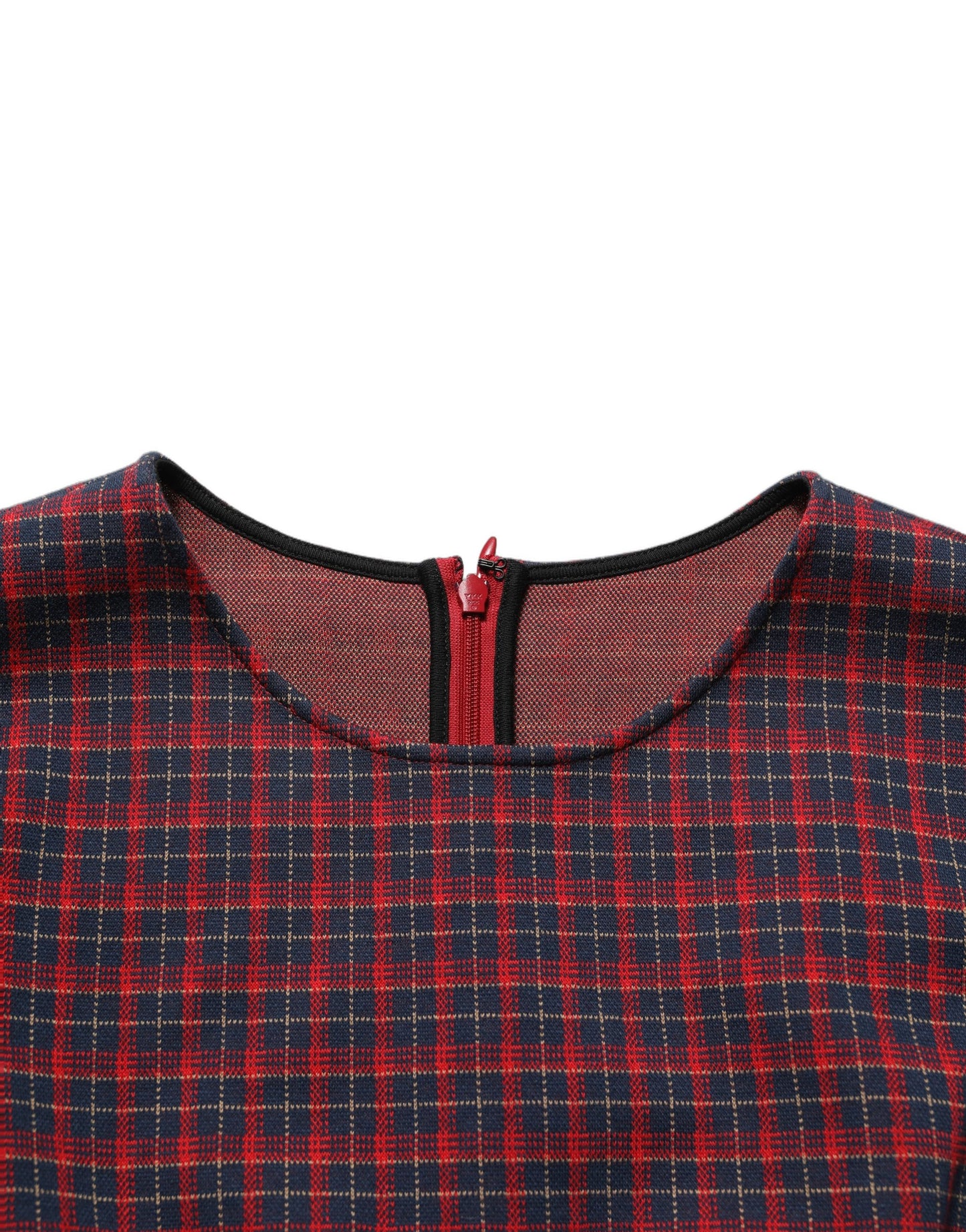 Dolce & Gabbana Red Black Checkered ShortSleeve Sheath Dress