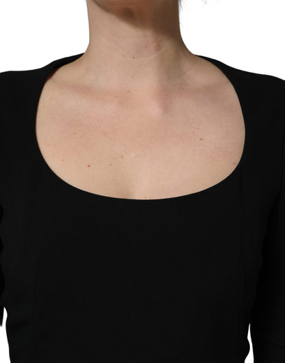 Roberto Cavalli Black Long Sleeves Scoop Neck Mini Dress
