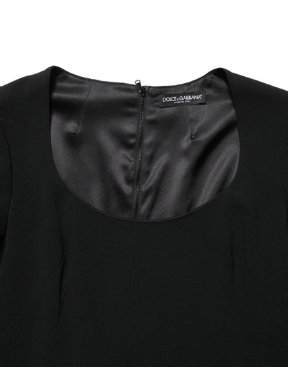 Roberto Cavalli Black Long Sleeves Scoop Neck Mini Dress