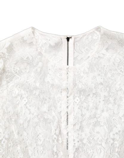 Dolce & Gabbana White Lace Top Embellished Black Skirt Dress