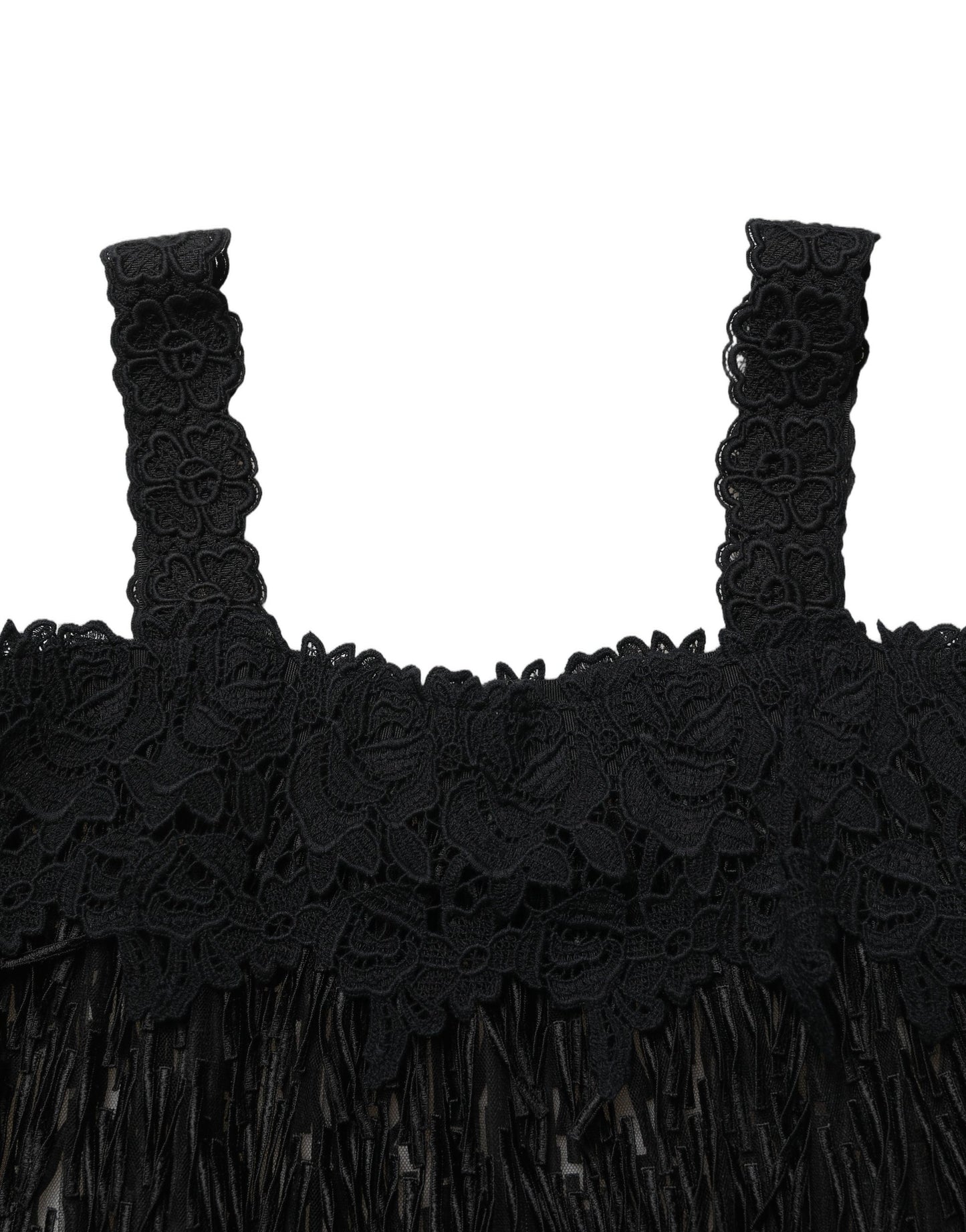 Dolce & Gabbana Black Viscose Fringed Sleeveless Mini Dress
