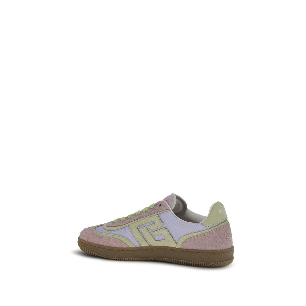 Athletic Sneakers by Balmain for women in bos taurus suede calf leather multicolor, patterned, signature & monogram presents a sleek silhouette, perfectly capturing the athletic style essence of Women's Athletic Bos Taurus Suede Calf Leather Sneakers with its sleek design and premium finish.