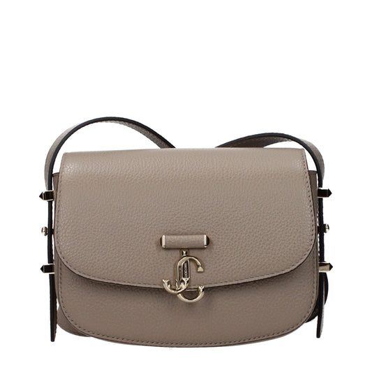 Crossbody Handbag by Jimmy Choo for women in leather gray features a multifaceted silhouette, showcasing a secure and multifaceted with versatile crossbody-strap & adjustable-strap for multifaceted style.