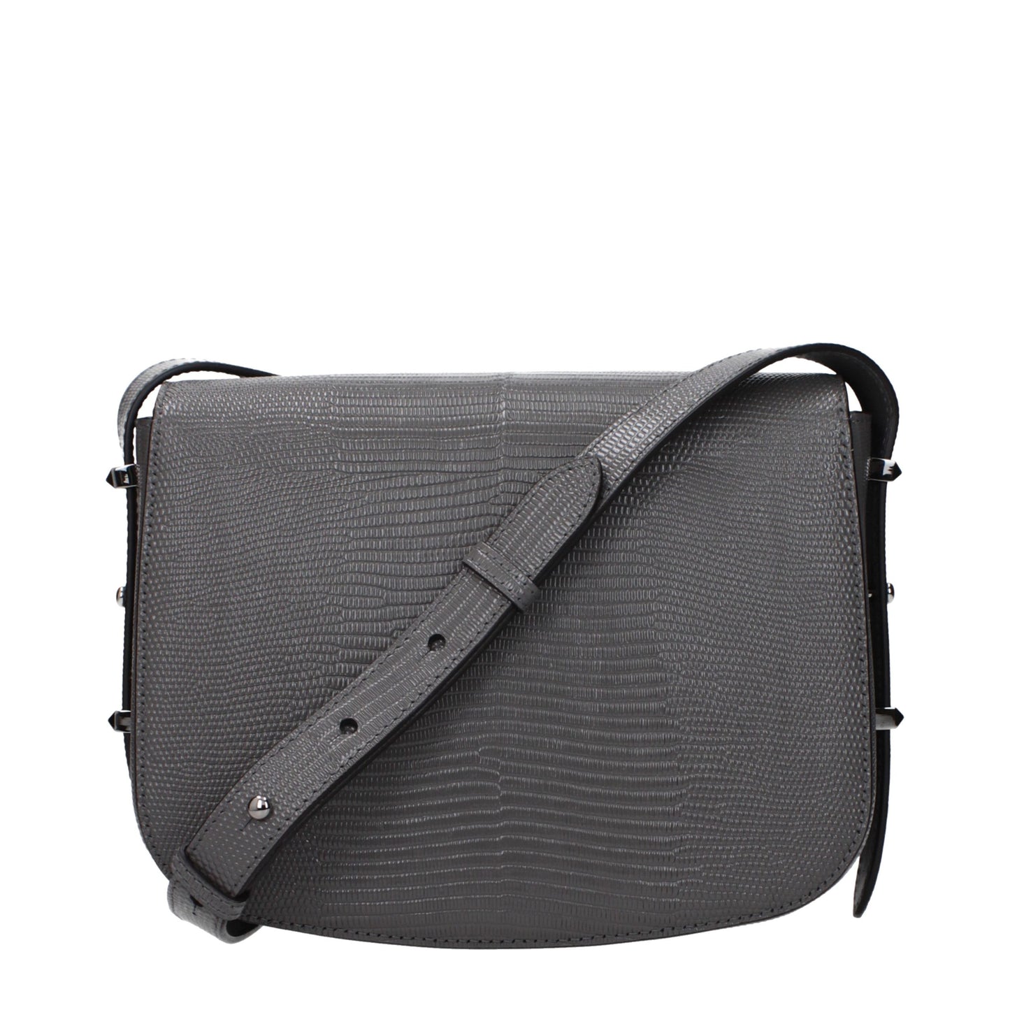 Crossbody Handbag by Jimmy Choo for women in leather gray features a multifaceted silhouette, showcasing a secure and multifaceted with versatile crossbody-strap & adjustable-strap for multifaceted style.