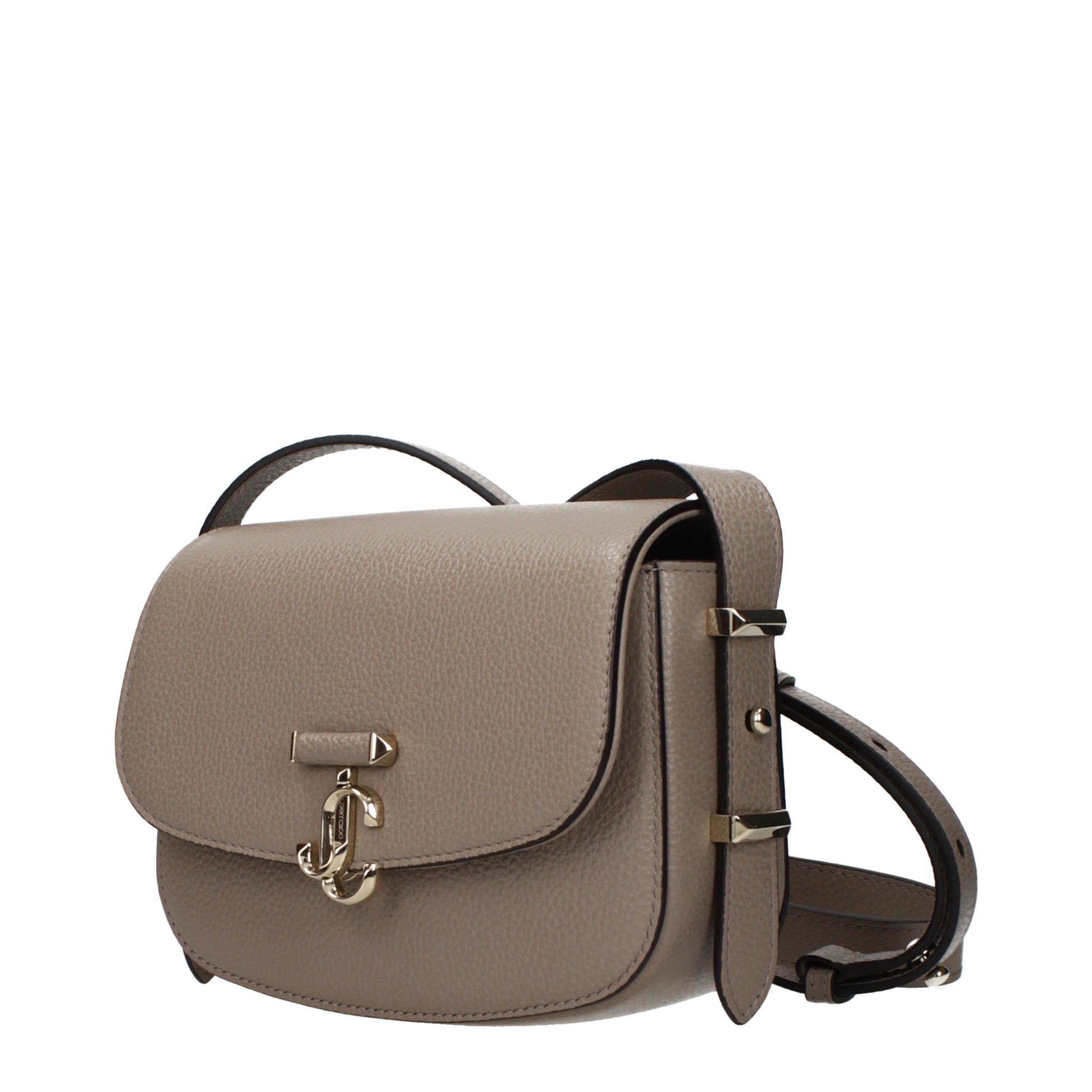 Crossbody Handbag by Jimmy Choo for women in leather gray features a versatile chic silhouette, meticulously detailed with a secure , ample , and versatile crossbody-strap & adjustable-strap.