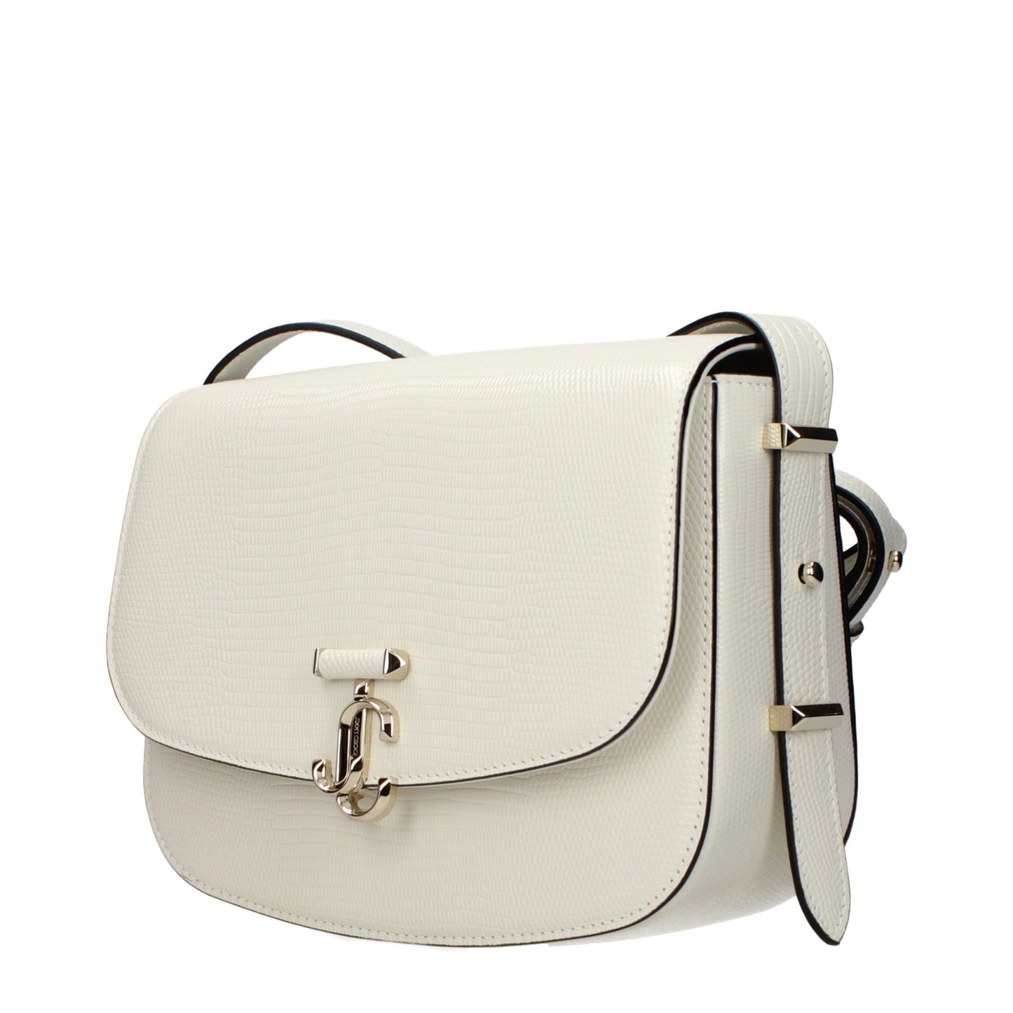 Crossbody Handbag by Jimmy Choo for women in leather blue & white features a transformative elegance silhouette, showcasing a secure , organized , and versatile crossbody-strap & adjustable-strap for a transformative elegance look.