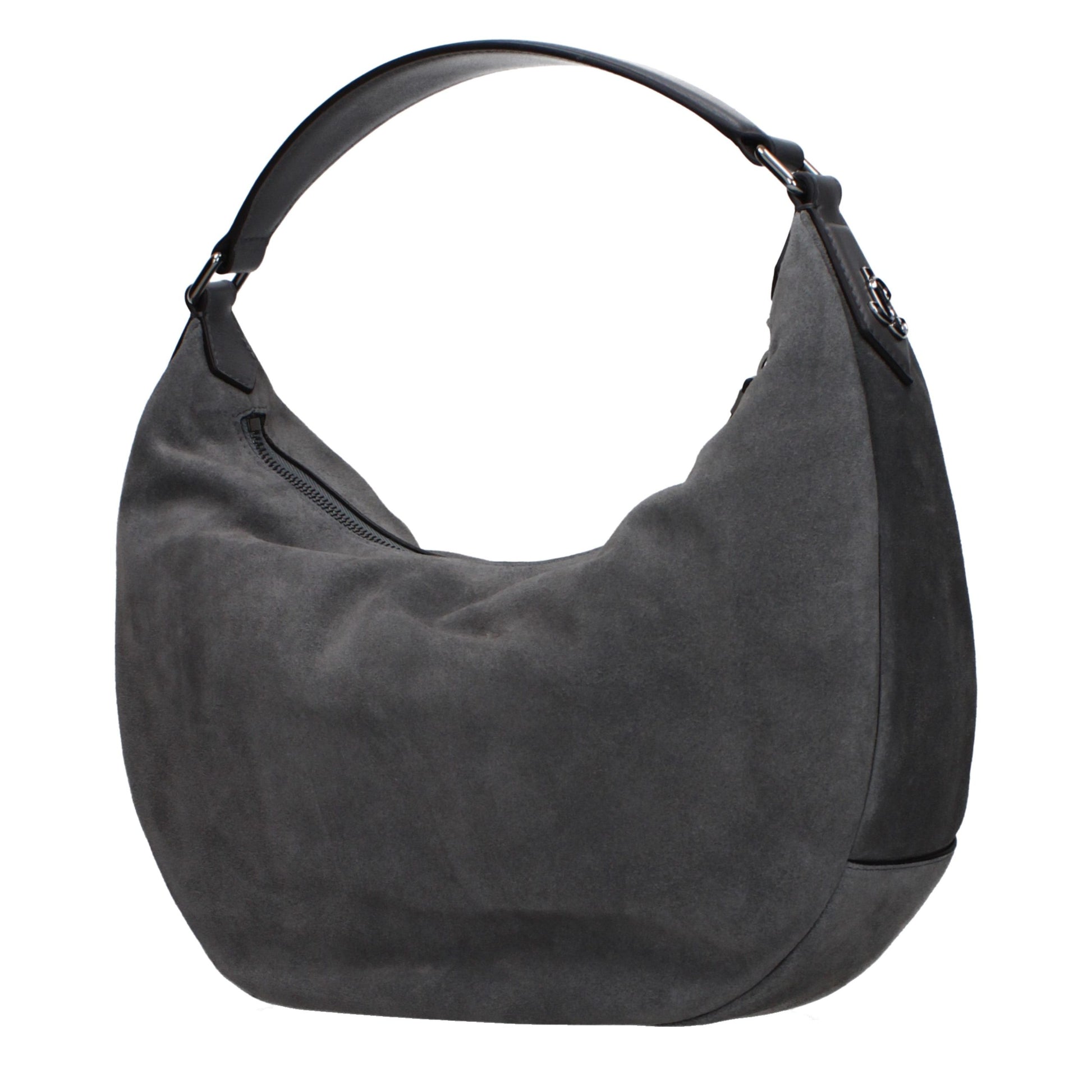 Shoulder Bag by Jimmy Choo for women in suede leather gray features a stately silhouette, showcasing a secure , ample , and stately shoulder-strap for a stately finish.