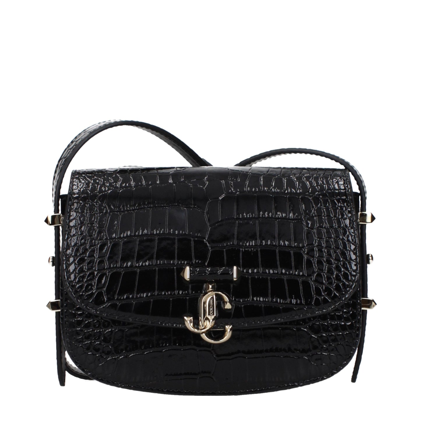 Crossbody Handbag by Jimmy Choo for women in leather black showcases a versatile sophistication silhouette, featuring a secure , versatile sophistication , and versatile crossbody-strap & adjustable-strap for a versatile sophistication finish.
