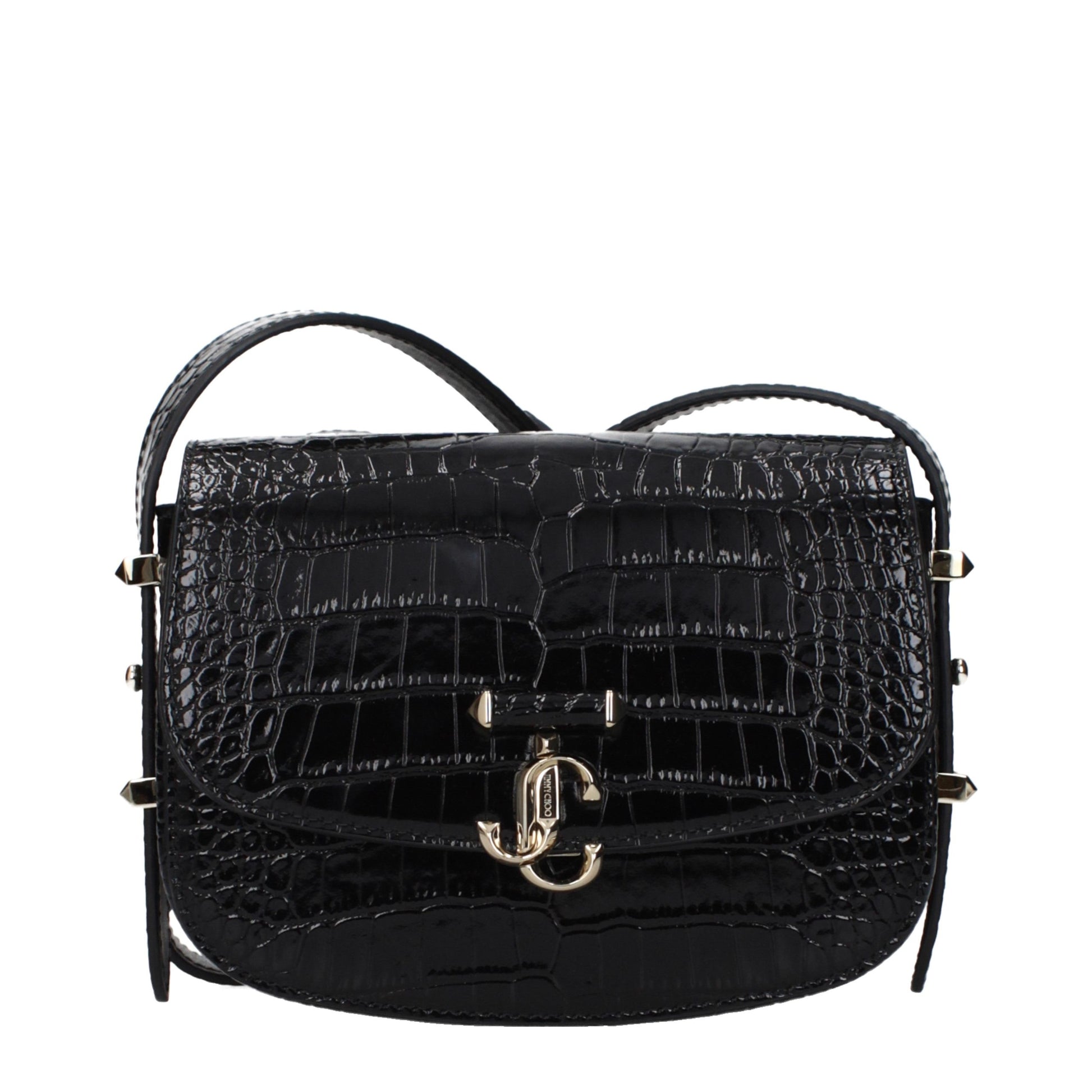 Crossbody Handbag by Jimmy Choo for women in leather black showcases a versatile sophistication silhouette, featuring a secure , versatile sophistication , and versatile crossbody-strap & adjustable-strap for a versatile sophistication finish.