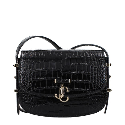 Crossbody Handbag by Jimmy Choo for women in leather black showcases a versatile sophistication silhouette, featuring a secure , versatile sophistication , and versatile crossbody-strap & adjustable-strap for a versatile sophistication finish.