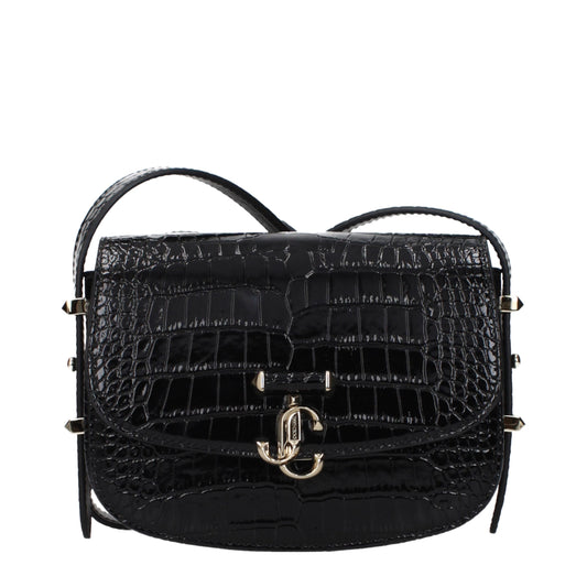 Crossbody Handbag by Jimmy Choo for women in leather black showcases a versatile sophistication silhouette, featuring a secure , versatile sophistication , and versatile crossbody-strap & adjustable-strap for a versatile sophistication finish.